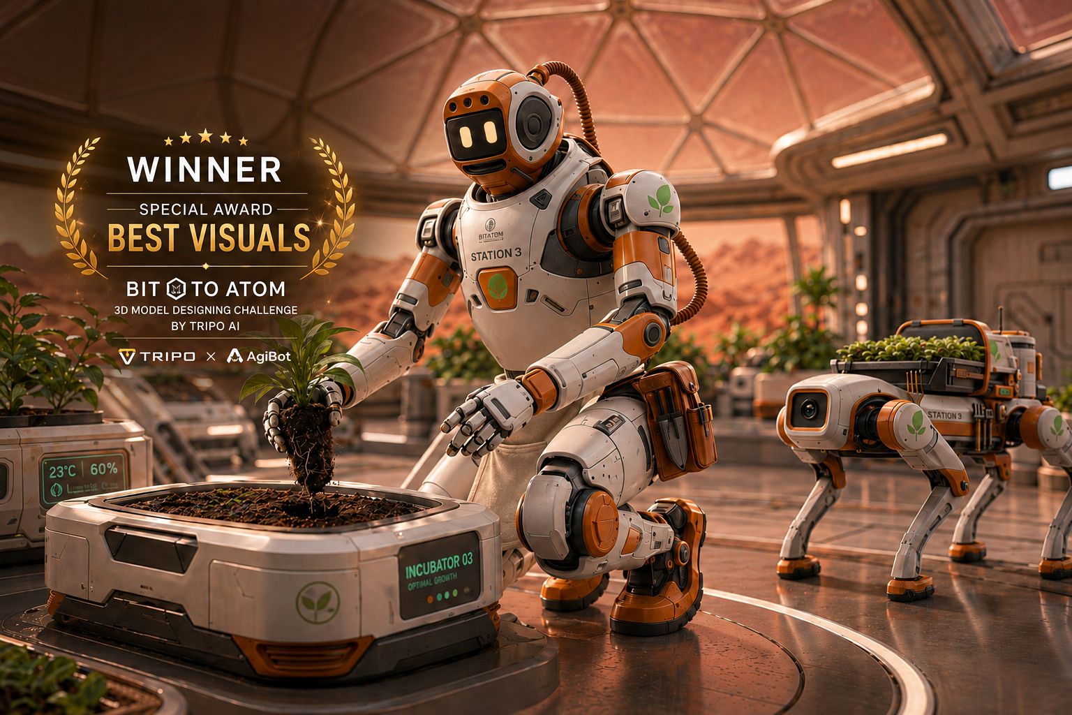 Akshay CP robot shell design for the Tripo Bit to Atom 3D Model Designing Challenge, winner of the Best Visual Award